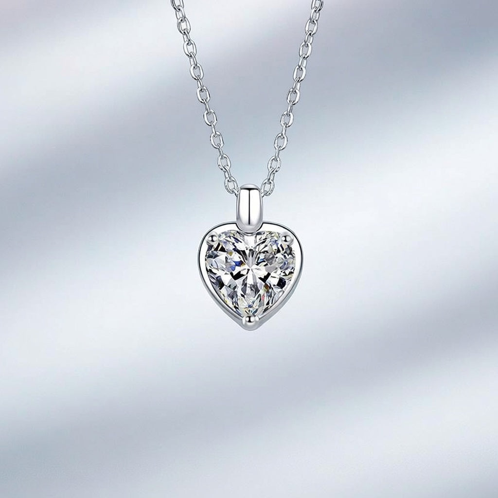 Fio Coração Moissanite 2 Quilates em Prata 925 - Elegância Brilhante