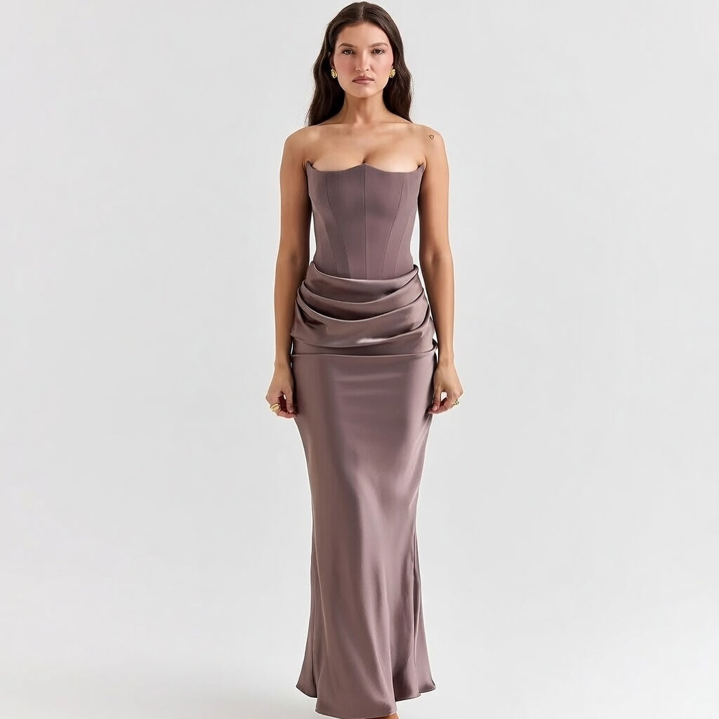 Vestido Longo Caí-Caí com Costas Abertas - Festa Elegante